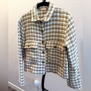 Chanel Style Houndstooth Cropped Jacketet